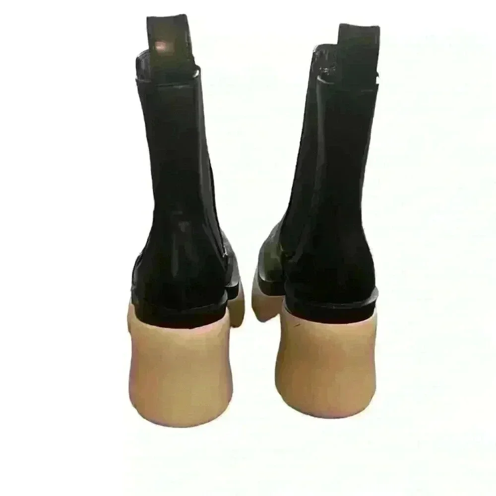 LILIANA Chunky Platform Boot Heels Black/ Beige Size 7​